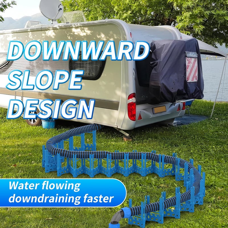 BEBOBLY RV Sewer Hose Support 15FT with Secure Rubber Band & Carry Strap, RV Sewer Hose Holder Adjust Height for Travel Trailers, RV, Campers | Avoiding Obstacles & Deep Cradles, Quick Setup/Collapse - Image 5